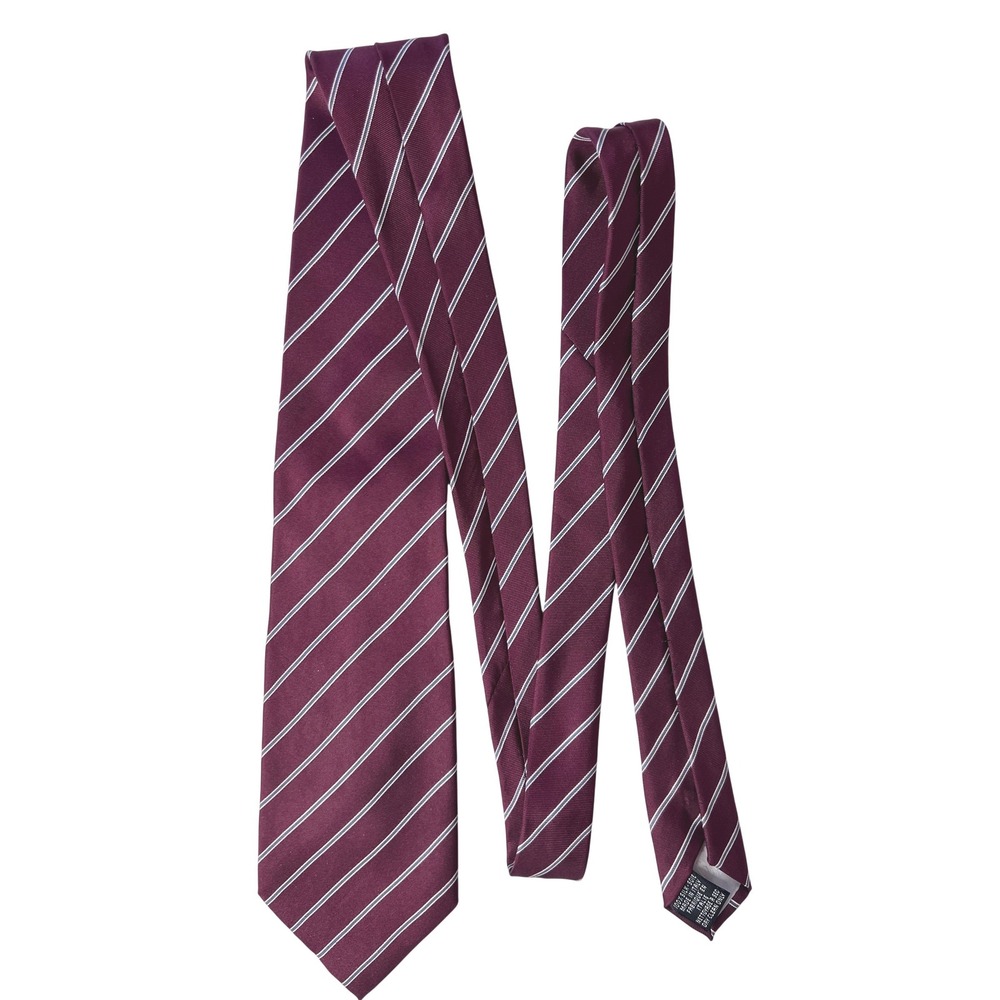 Carlo Colombo Vintage Tie Rack Mens‎ Silk Tie Burgundy Striped Made in Italy